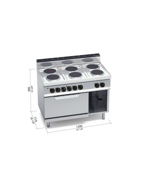 Cocina 6 fuegos con horno electrico Bertos Mod. E7P6+FE, electrica