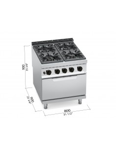 Cocina 4 fuegos con horno Bertos Mod. G9F4+FG, a gas 2