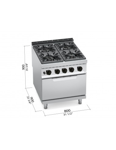 Cocina 4 fuegos con horno Bertos Mod. G9F4+FG,...