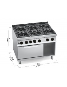 Cocina 6 fuegos con horno Bertos Mod. G9F6+FG, a gas 2