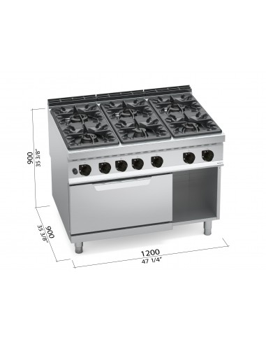 Cocina 6 fuegos con horno Bertos Mod. G9F6+FG,...
