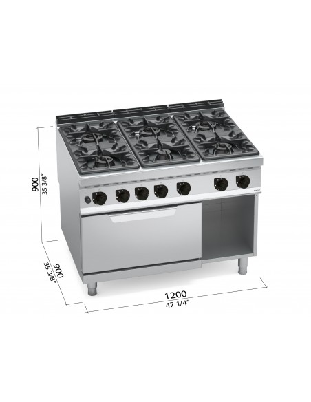 Cocina 6 fuegos con horno Bertos Mod. G9F6+FG, a gas