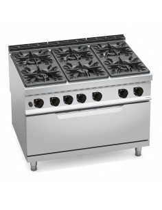 Cocina 6 fuegos con horno maxi Bertos Mod. G9F6+T, a gas