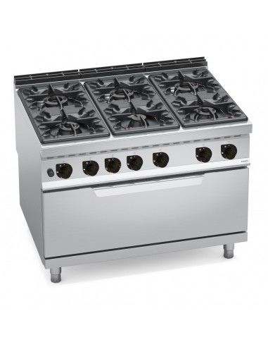 Cocina 6 fuegos con horno maxi Bertos Mod. G9F6+T, a gas