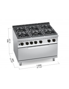 Cocina 6 fuegos con horno maxi Bertos Mod. G9F6+T, a gas 2
