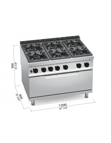 Cocina 6 fuegos con horno maxi Bertos Mod....
