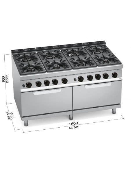 Cocina 8 fuegos con 2 hornosBertos Mod. G9F8+2FG, a gas