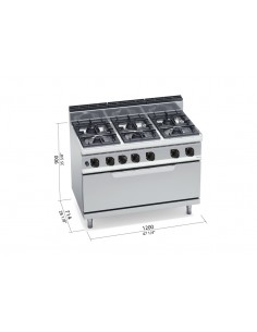 Cocina 6 fuegos con horno maxi Bertos Mod. G7F6+T, a gas 2