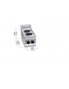 Cocina 2 fuegos sobremesa Bertos Mod. E6P2B, electrica 2