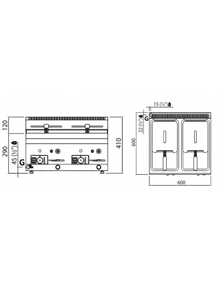 Freidora sobremesa Bertos Mod. GL8+8B, a gas
