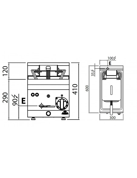 Freidora sobremesa Bertos Mod. E6F10-3B, electrica