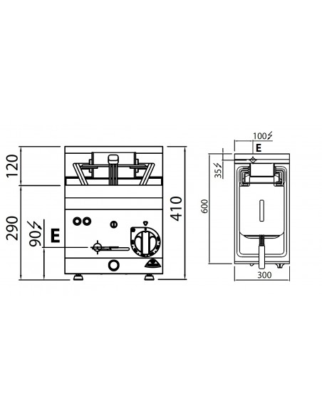 Freidora sobremesa Bertos Mod. E6F10-3BS, electrica