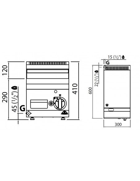 Fry-top de acero rectificado Bertos Mod. G6FL3B, a gas