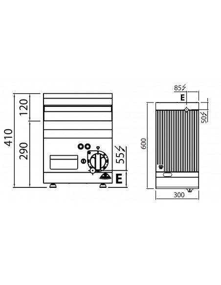 Fry-top de acero rectificado Bertos Mod. E6FR3BP, electrica acanalada
