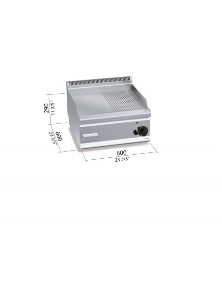 Fry-top de acero rectificado Bertos Mod. G6FM6B, a gas lisa/acanalada