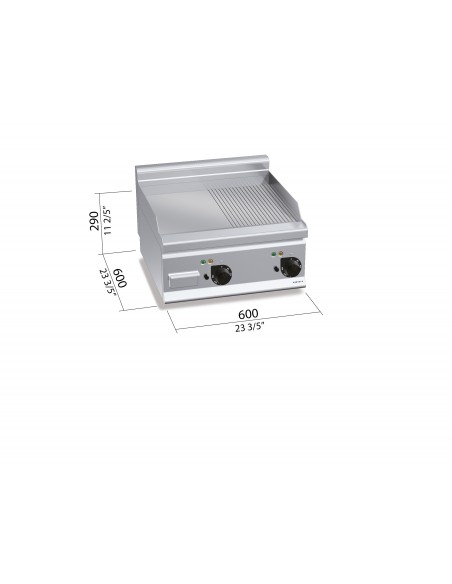 Fry-top de acero rectificado Bertos Mod. E6FM6BP-2, electrica lisa/acanalada
