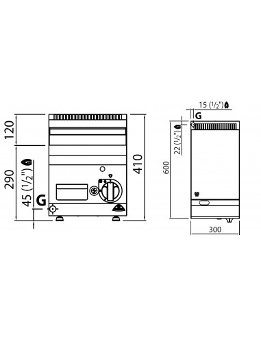 Fry-top de cromo duro Bertos Mod. G6FL3B/CR, a gas
