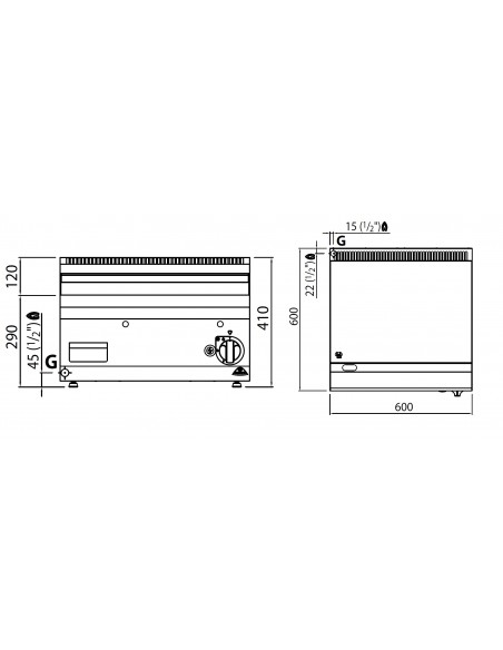 Fry-top de cromo duro Bertos Mod. G6FL6B/CR, a gas