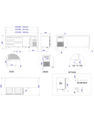 Mesa refrigerada Edenox Mod. MPS-200 HC NEGRO...