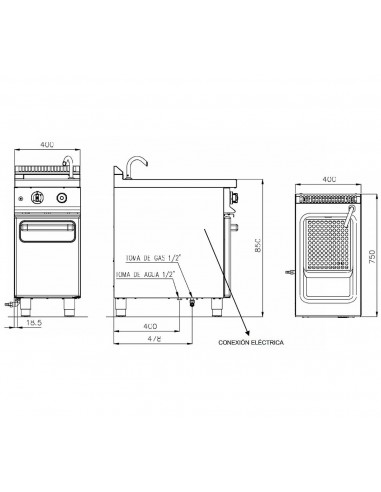 Cuecepastas Repagas Mod. CPG-71, a gas
