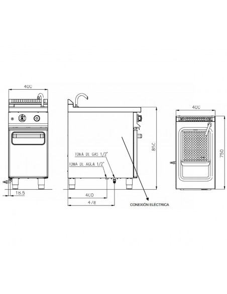 Cuecepastas Repagas Mod. CPG-71, a gas
