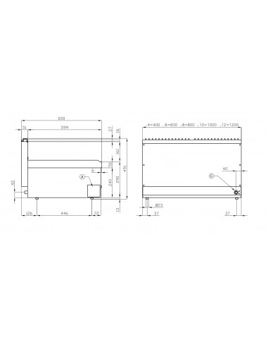 Cocina 4 fuegos sobremesa Lotus Mod. PC-8G, a gas