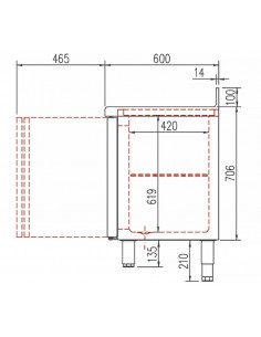 Mesa refrigerada Coreco Mod. TSRV-150-S, puertas de cristal 2