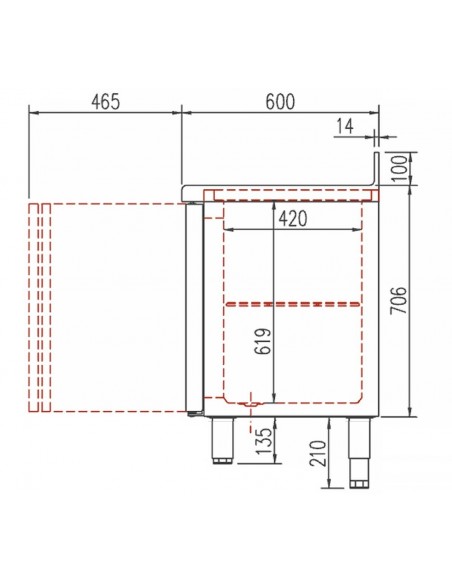 Mesa refrigerada Coreco Mod. TSRV-150-S, puertas de cristal